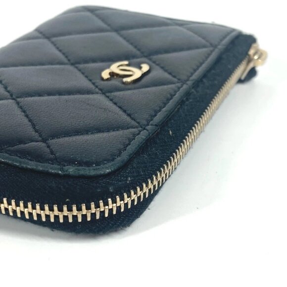 CHANEL CC CC Mark Logo Matelasse Quilted Wallet L-shaped zipper coin purse - Picture 15 of 16